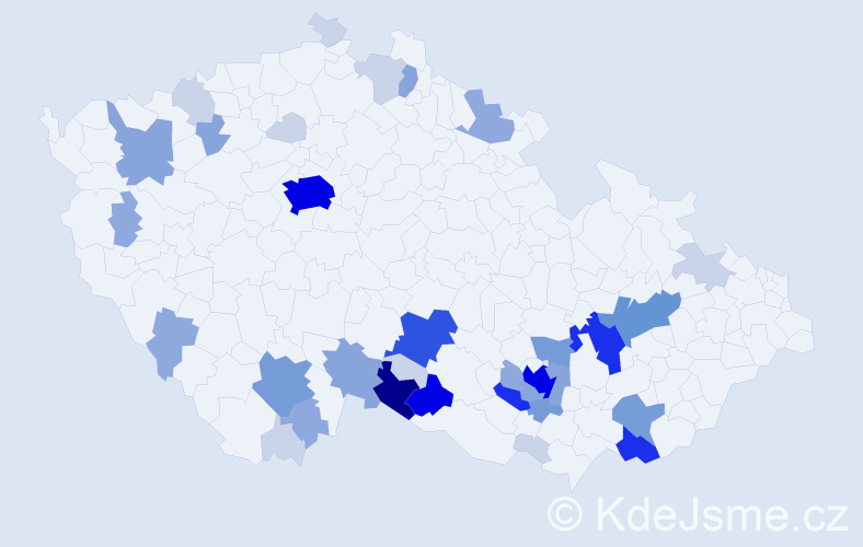 Příjmení: 'Leitgeb', počet výskytů 135 v celé ČR