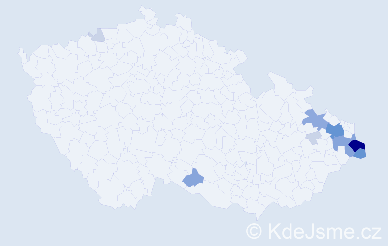Příjmení: 'Wojtyla', počet výskytů 36 v celé ČR