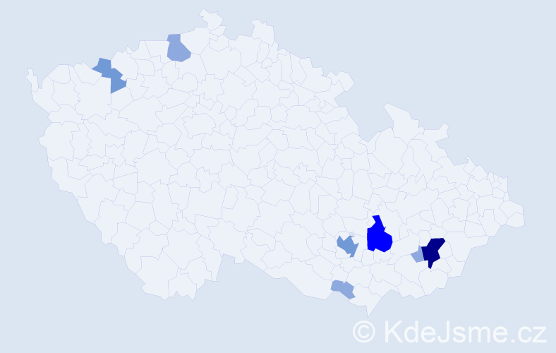 Příjmení: 'Kydal', počet výskytů 17 v celé ČR