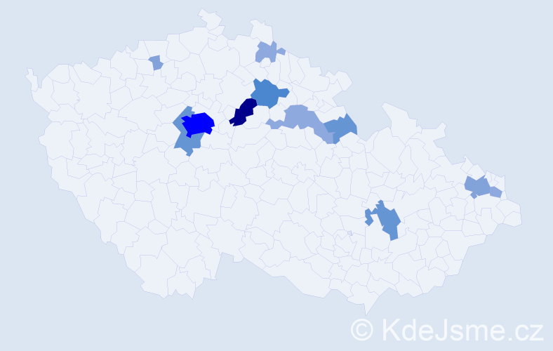 Příjmení: 'Kutmonová', počet výskytů 36 v celé ČR