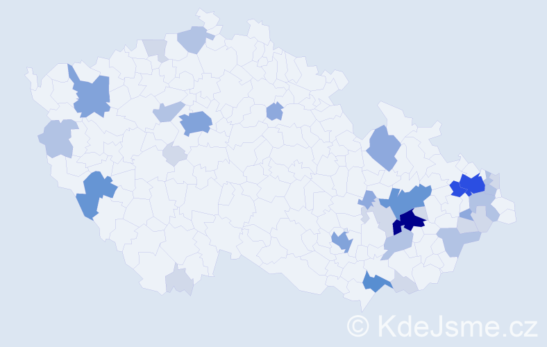 Příjmení: 'Kalman', počet výskytů 104 v celé ČR