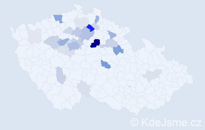 Příjmení: 'Jizba', počet výskytů 114 v celé ČR