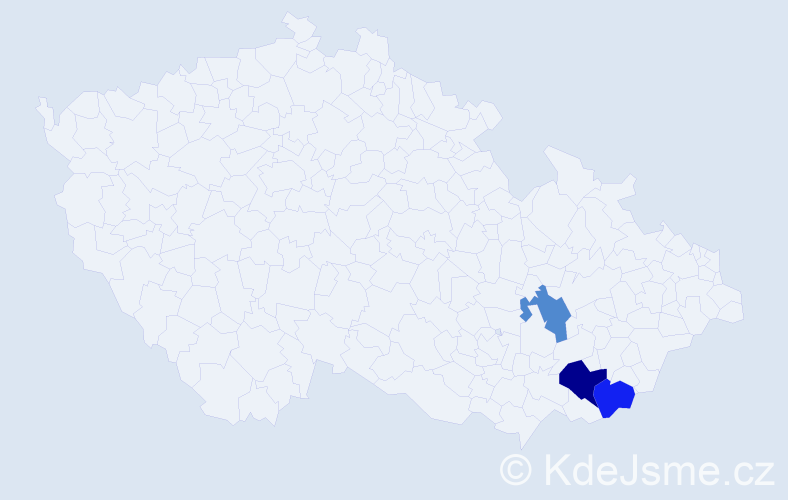Příjmení: 'Bulejka', počet výskytů 4 v celé ČR