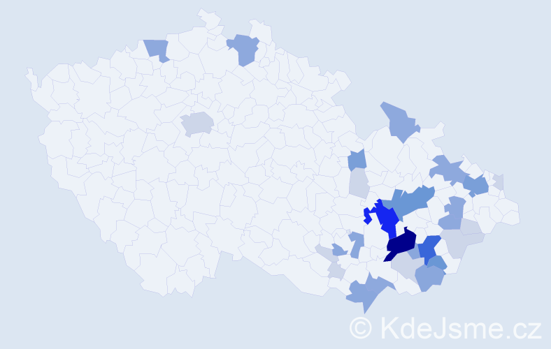 Příjmení: 'Zápeca', počet výskytů 84 v celé ČR