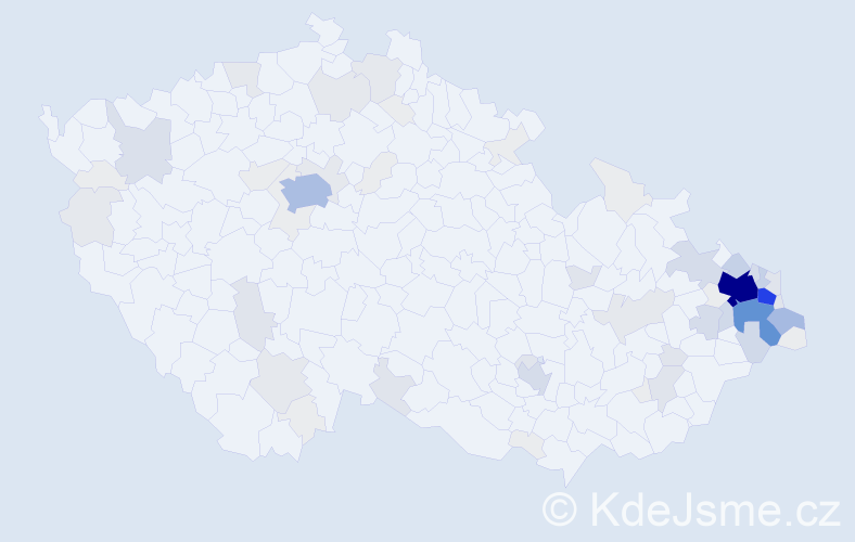 Příjmení: 'Klimša', počet výskytů 320 v celé ČR