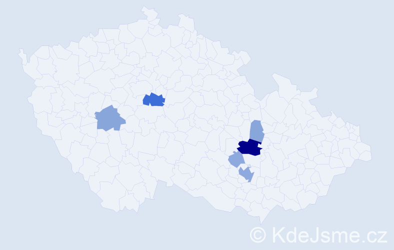 Příjmení: 'Kotrhonzová', počet výskytů 20 v celé ČR