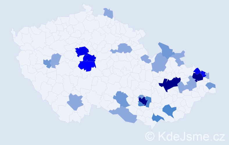 Příjmení: 'Jordan', počet výskytů 79 v celé ČR
