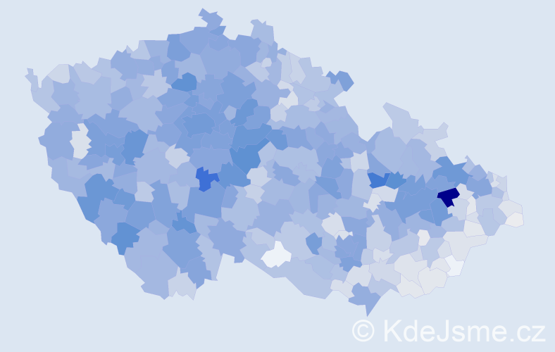 Příjmení: 'Králová', počet výskytů 10378 v celé ČR