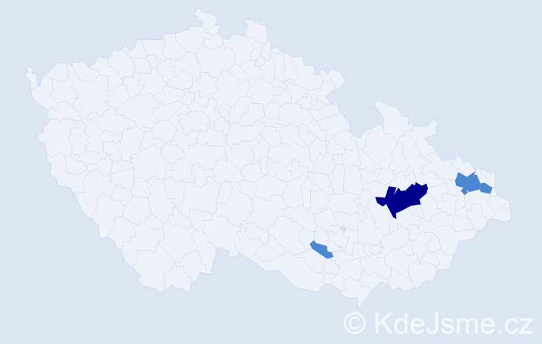 Příjmení: 'Gyurán', počet výskytů 6 v celé ČR