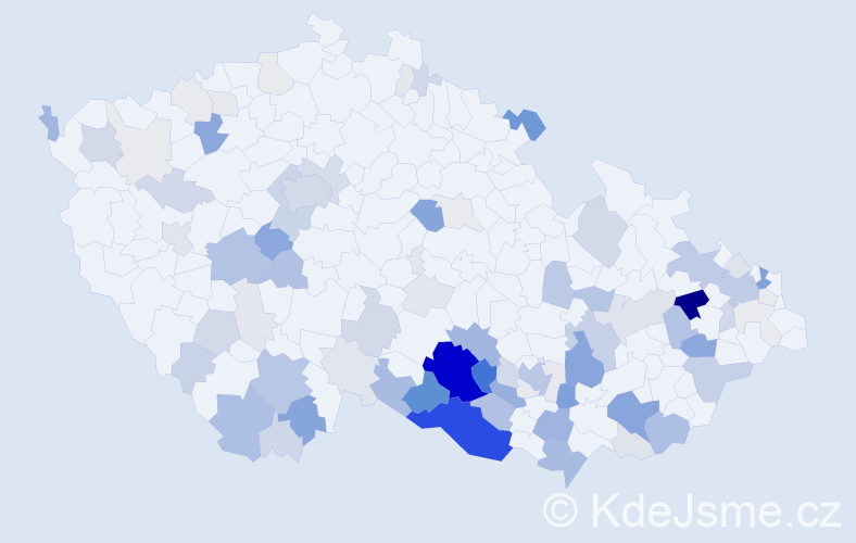 Příjmení: 'Bazalová', počet výskytů 334 v celé ČR