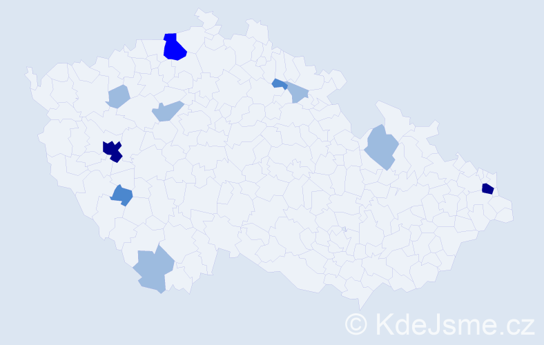 Příjmení: 'Pačová', počet výskytů 20 v celé ČR