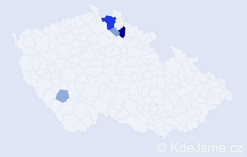 Příjmení: 'Binhak', počet výskytů 13 v celé ČR