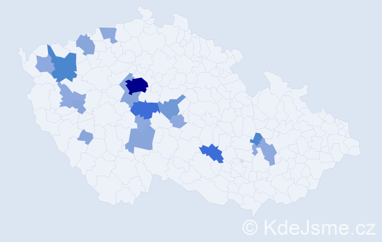 Příjmení: 'Frantlová', počet výskytů 46 v celé ČR