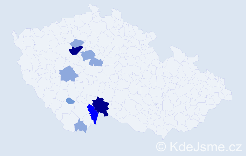 Příjmení: 'Urajová', počet výskytů 23 v celé ČR