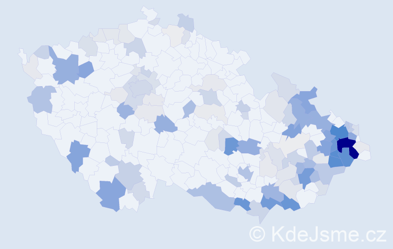 Příjmení: 'Míček', počet výskytů 565 v celé ČR
