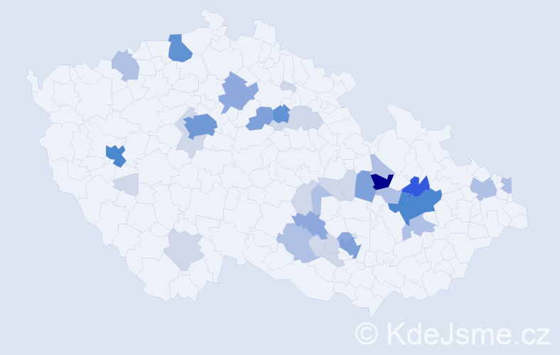 Příjmení: 'Pyšný', počet výskytů 103 v celé ČR