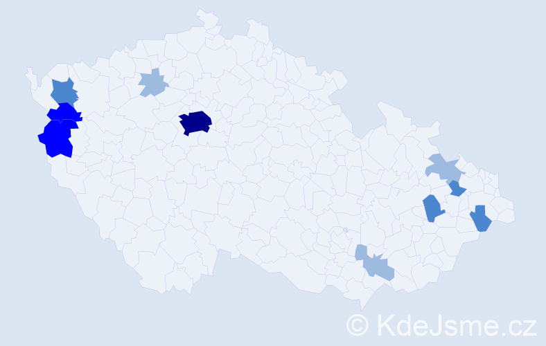 Příjmení: 'Kapusňáková', počet výskytů 22 v celé ČR