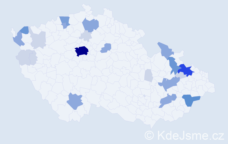 Příjmení: 'Kajaba', počet výskytů 70 v celé ČR