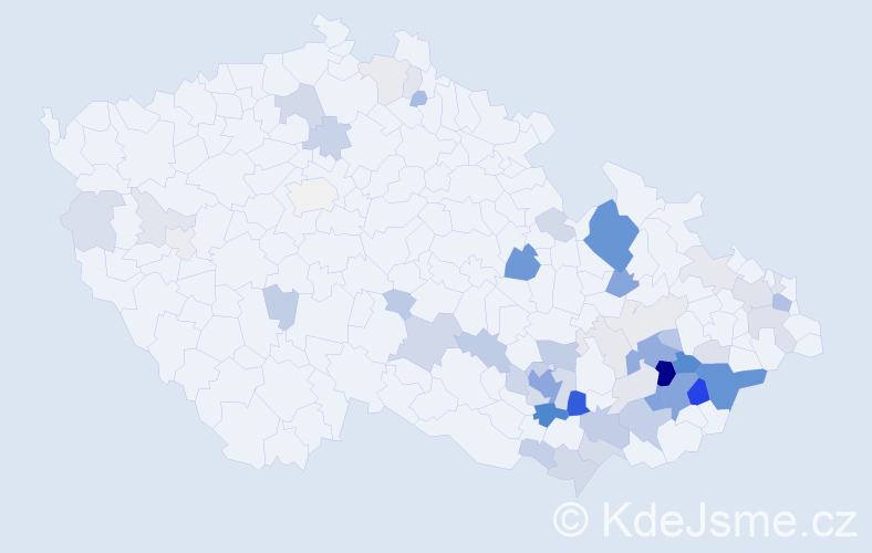 Příjmení: 'Kundera', počet výskytů 181 v celé ČR