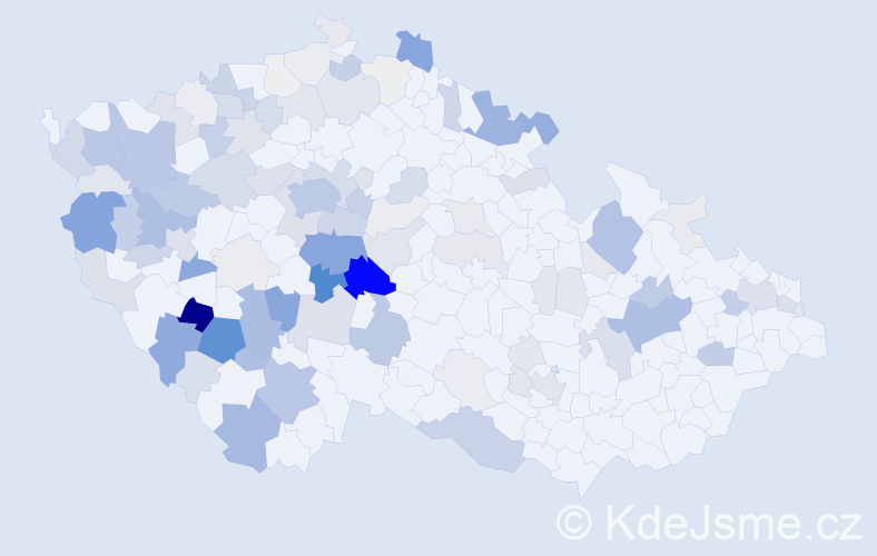 Příjmení: 'Dub', počet výskytů 481 v celé ČR
