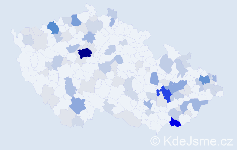 Příjmení: 'Zachar', počet výskytů 266 v celé ČR