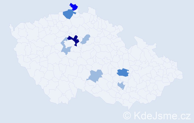 Příjmení: 'Vymer', počet výskytů 15 v celé ČR