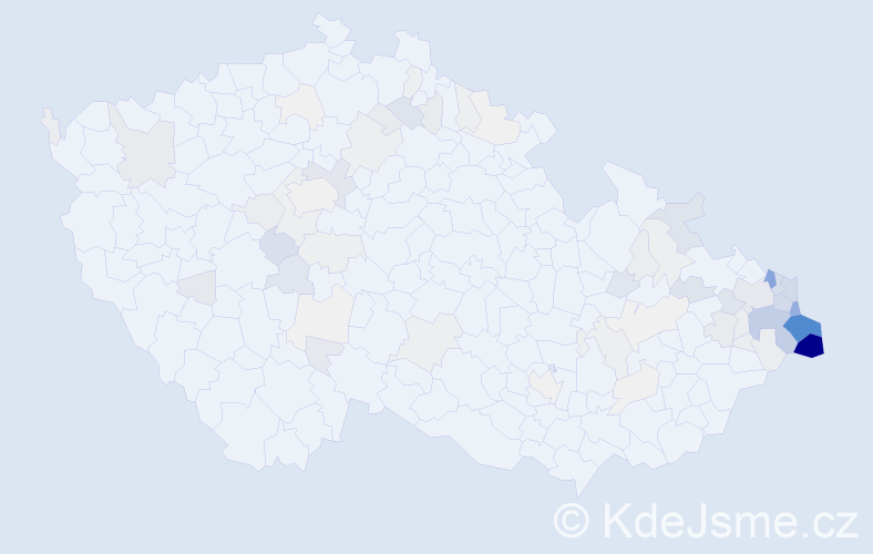 Příjmení: 'Klus', počet výskytů 440 v celé ČR