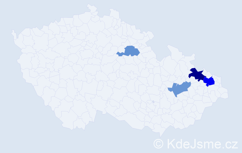 Příjmení: 'Rychtárová', počet výskytů 8 v celé ČR