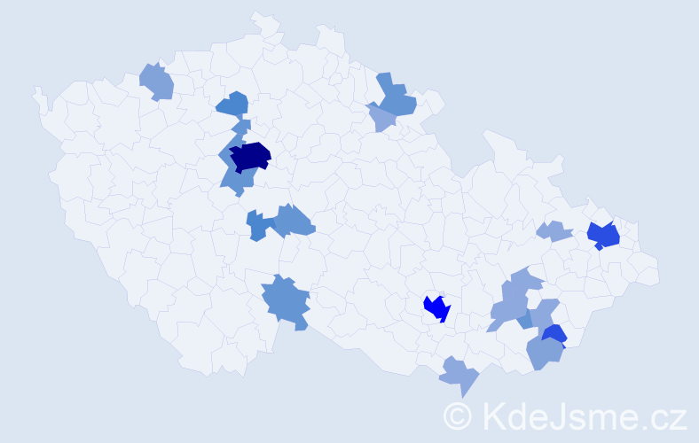 Příjmení: 'Blahoš', počet výskytů 60 v celé ČR