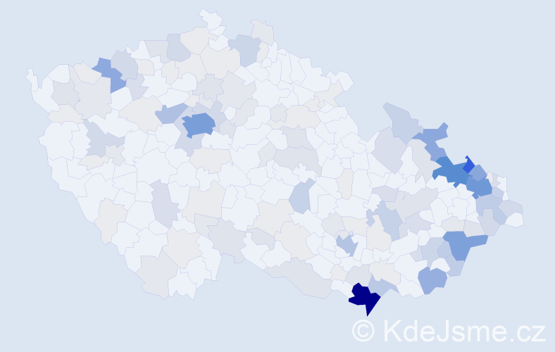 Příjmení: 'Baránek', počet výskytů 557 v celé ČR