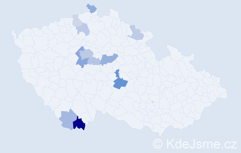 Příjmení: 'Dundych', počet výskytů 28 v celé ČR