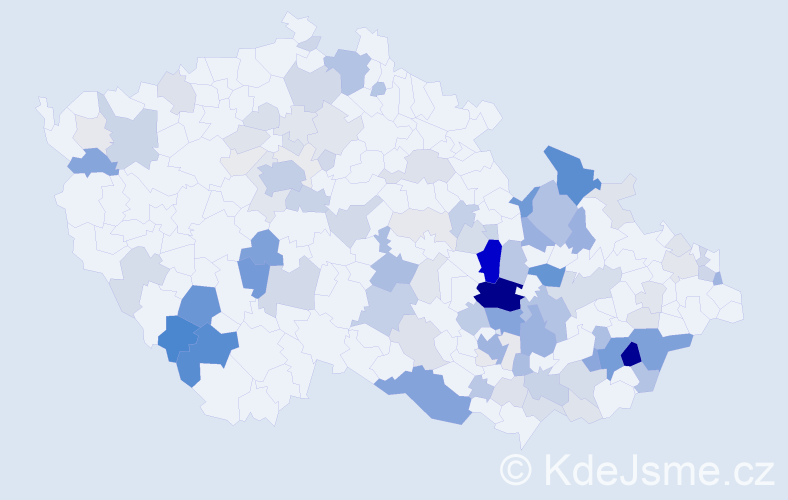 Příjmení: 'Řezník', počet výskytů 380 v celé ČR