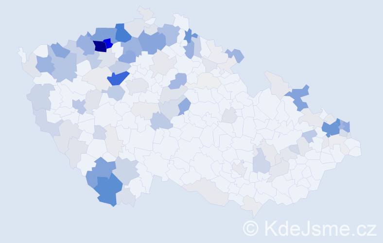 Příjmení: 'Tokár', počet výskytů 644 v celé ČR