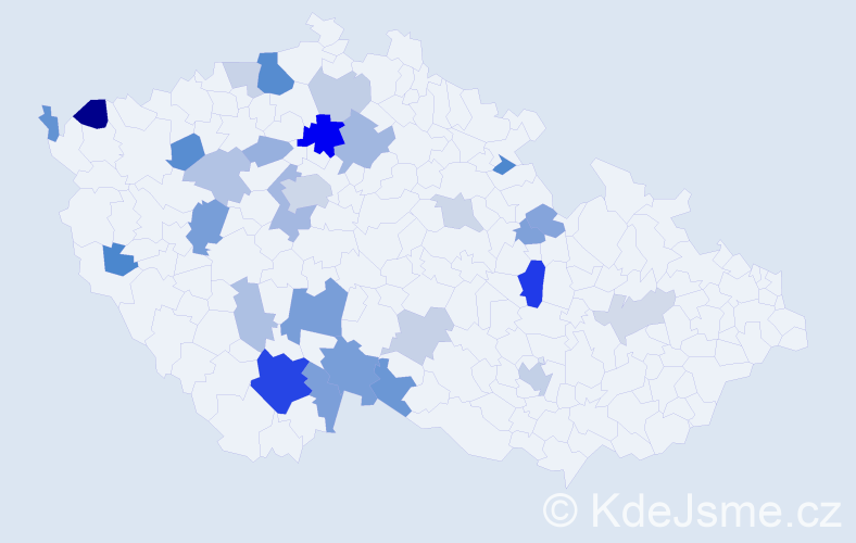 Příjmení: 'Břehovská', počet výskytů 63 v celé ČR