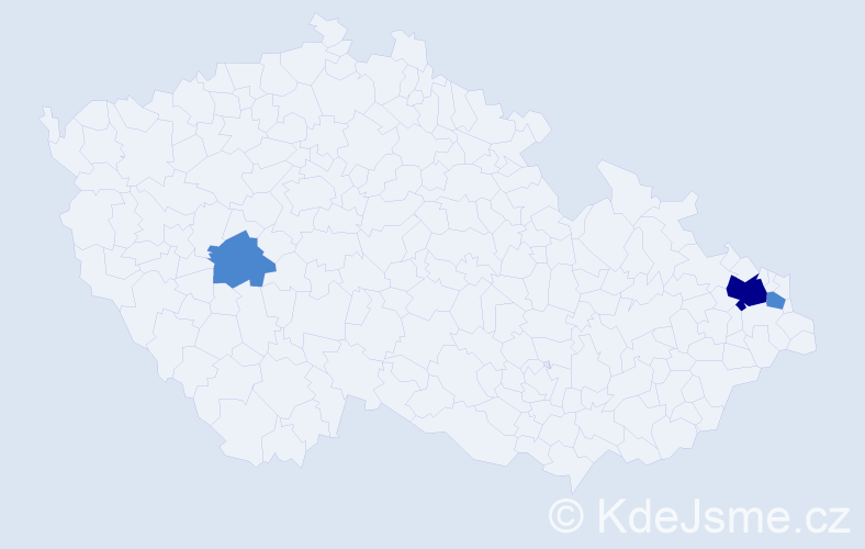 Příjmení: 'Princzová', počet výskytů 5 v celé ČR