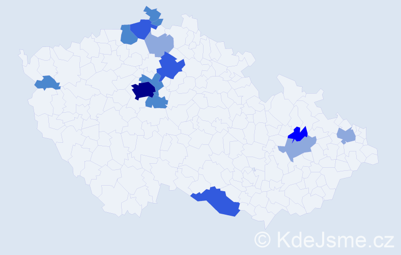 Příjmení: 'Dudka', počet výskytů 33 v celé ČR