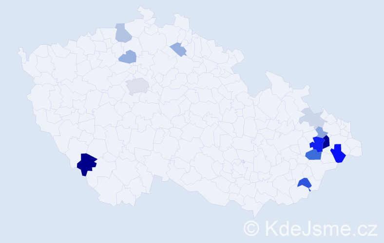 Příjmení: 'Kotrsová', počet výskytů 36 v celé ČR