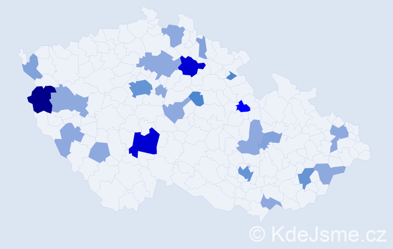 Příjmení: 'Entová', počet výskytů 69 v celé ČR