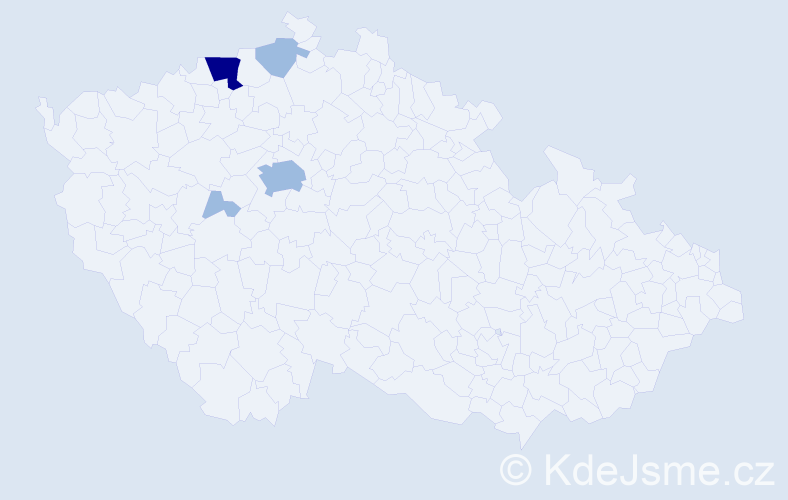Příjmení: 'Doušanová', počet výskytů 7 v celé ČR