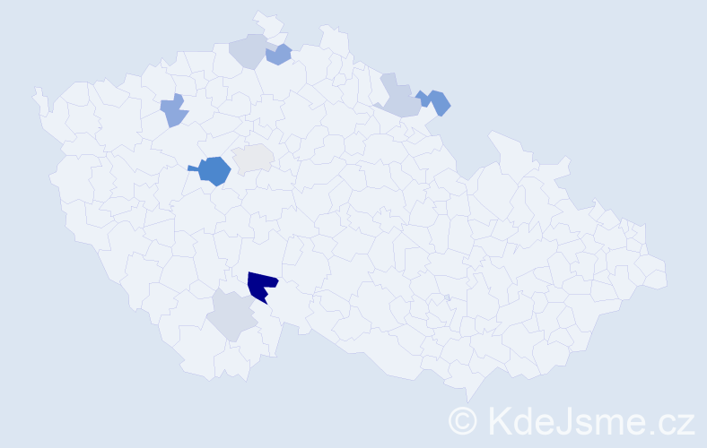 Příjmení: 'Vohnoutková', počet výskytů 17 v celé ČR