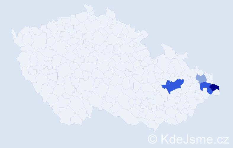 Příjmení: 'Prokeszová', počet výskytů 12 v celé ČR