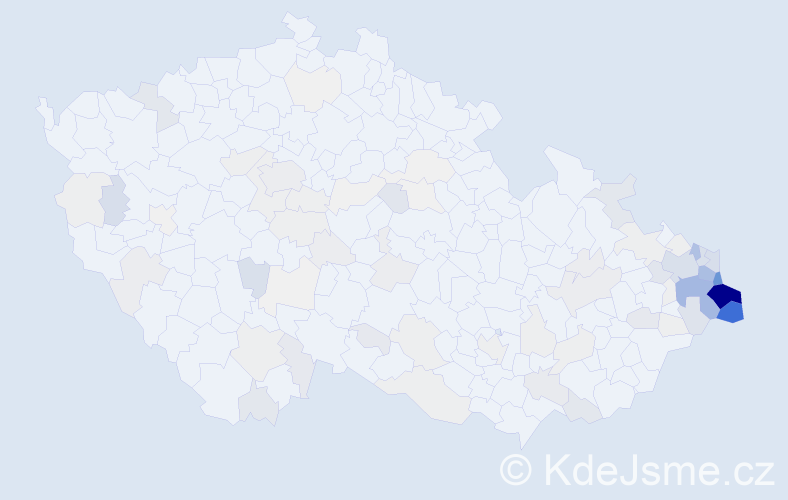 Příjmení: 'Kaleta', počet výskytů 542 v celé ČR