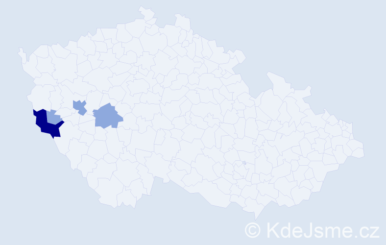 Příjmení: 'Pajdar', počet výskytů 13 v celé ČR