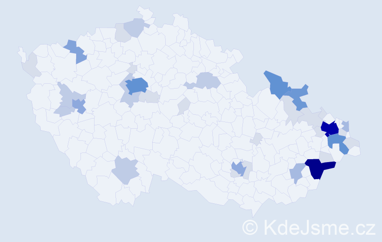 Příjmení: 'Barčáková', počet výskytů 115 v celé ČR