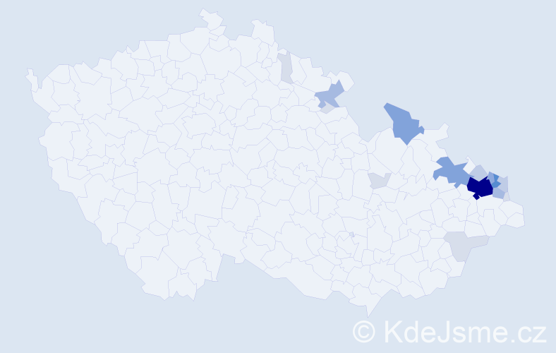 Příjmení: 'Pěčonková', počet výskytů 58 v celé ČR