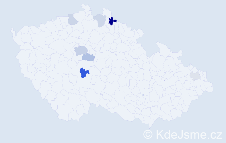 Příjmení: 'Kostina', počet výskytů 16 v celé ČR