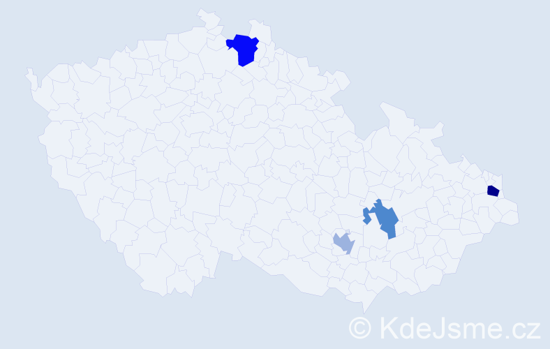 Příjmení: 'Bilčák', počet výskytů 6 v celé ČR