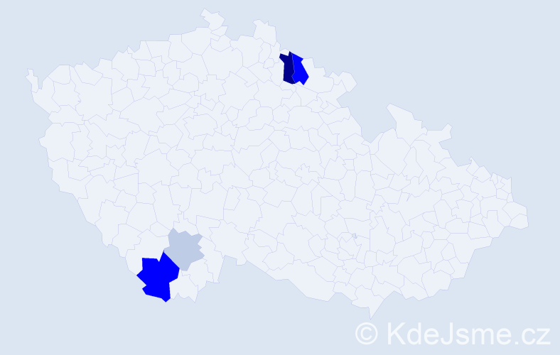 Příjmení: 'Potclan', počet výskytů 8 v celé ČR