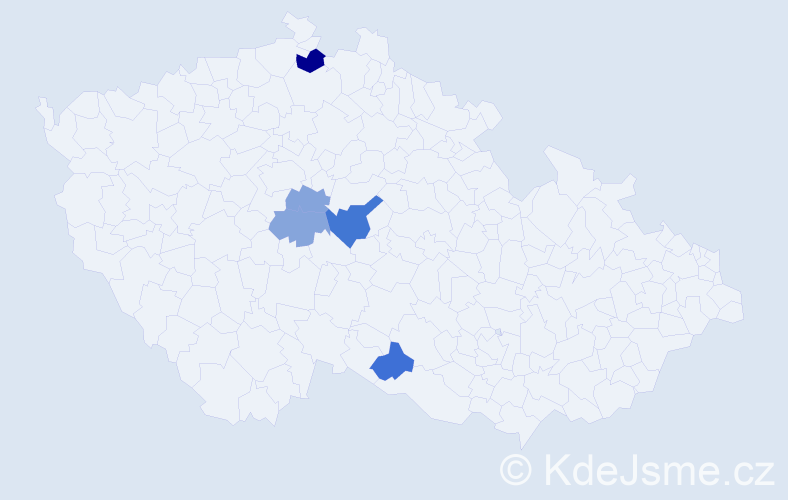 Příjmení: 'Chloupá', počet výskytů 7 v celé ČR