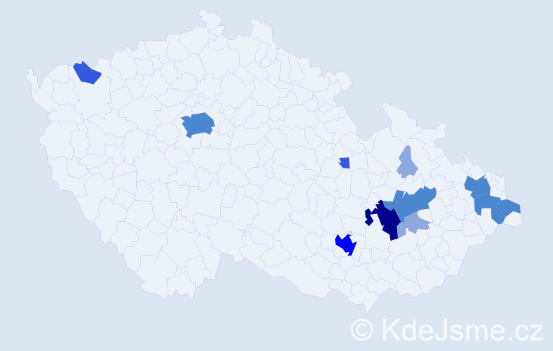 Příjmení: 'Balcaříková', počet výskytů 27 v celé ČR